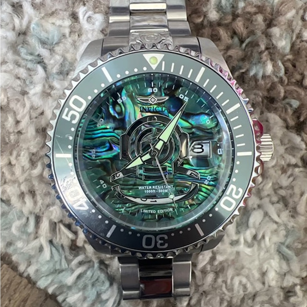 Invicta Silver Watch with Vibrant Green Dial